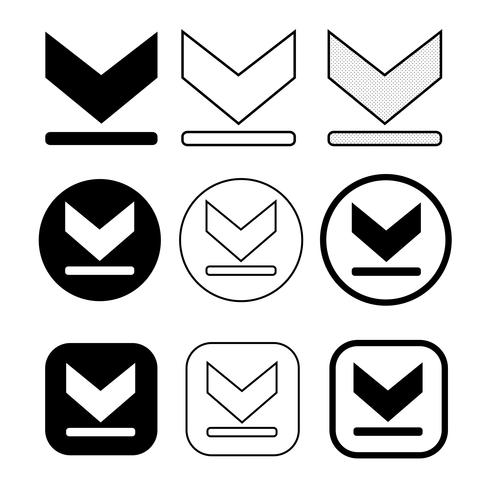 set van eenvoudige teken download pictogram vector