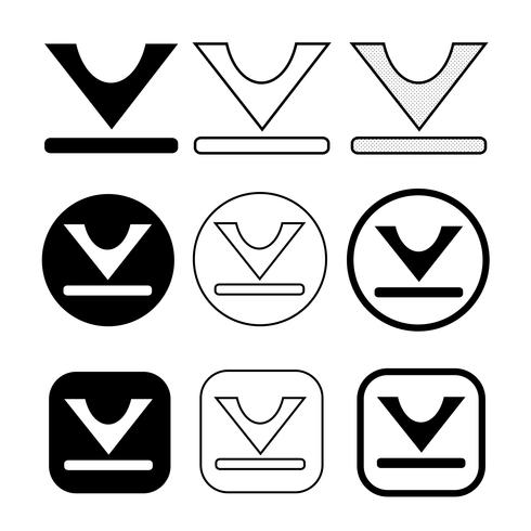 set van eenvoudige teken download pictogram vector