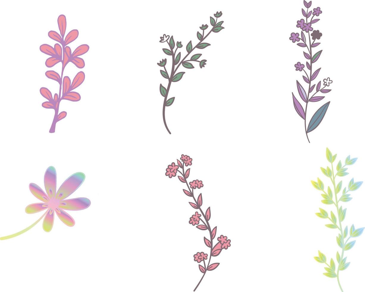 set van aquarel bloemen takken vector