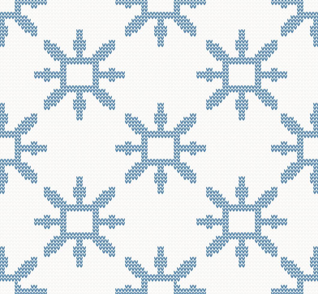 Kerstmis gebreide naadloze patroon met blauwe sneeuwvlokken. vector