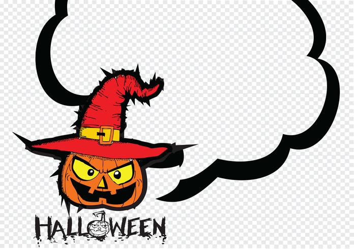 Halloween-kaart met pompoen en sprekende Toespraakbel vector