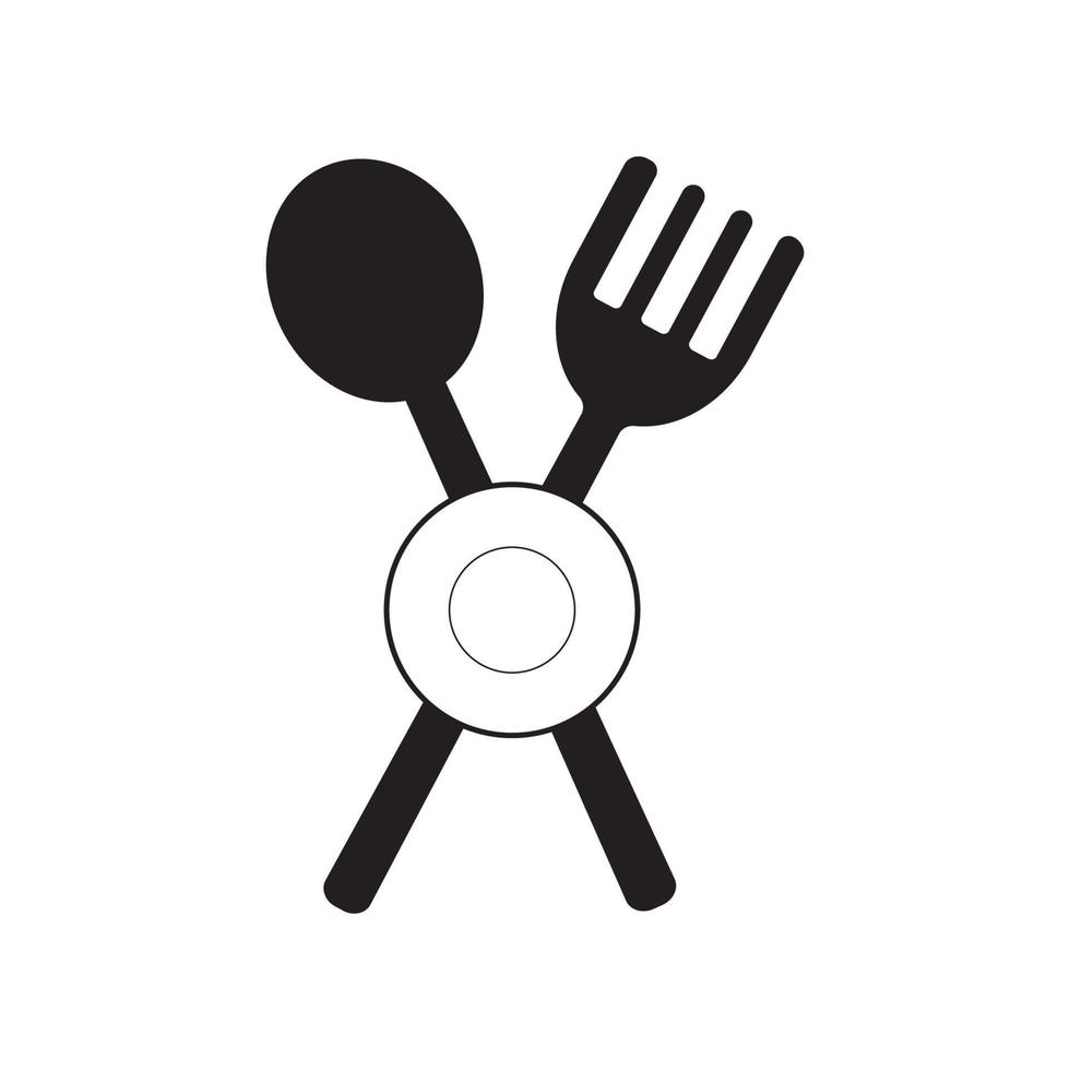 lepel en vork vormen x patroon restaurant logo ontwerp pictogram illustratie vector