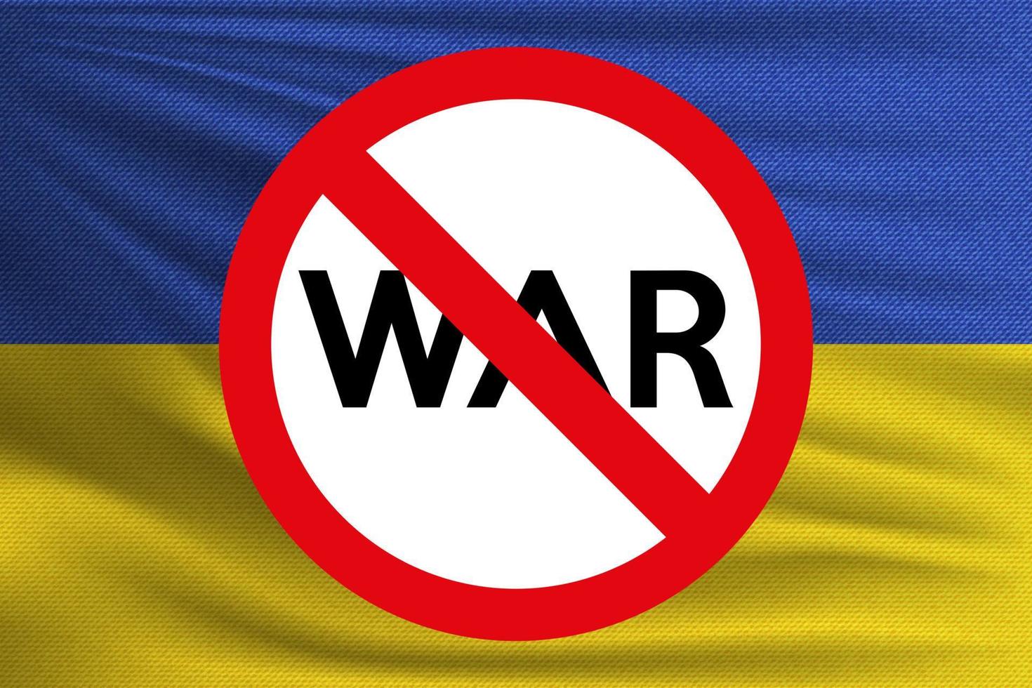 de nationale vlag van oekraïne met een bord waarin wordt opgeroepen tot een einde aan de oorlog. stop de Oorlog. vector