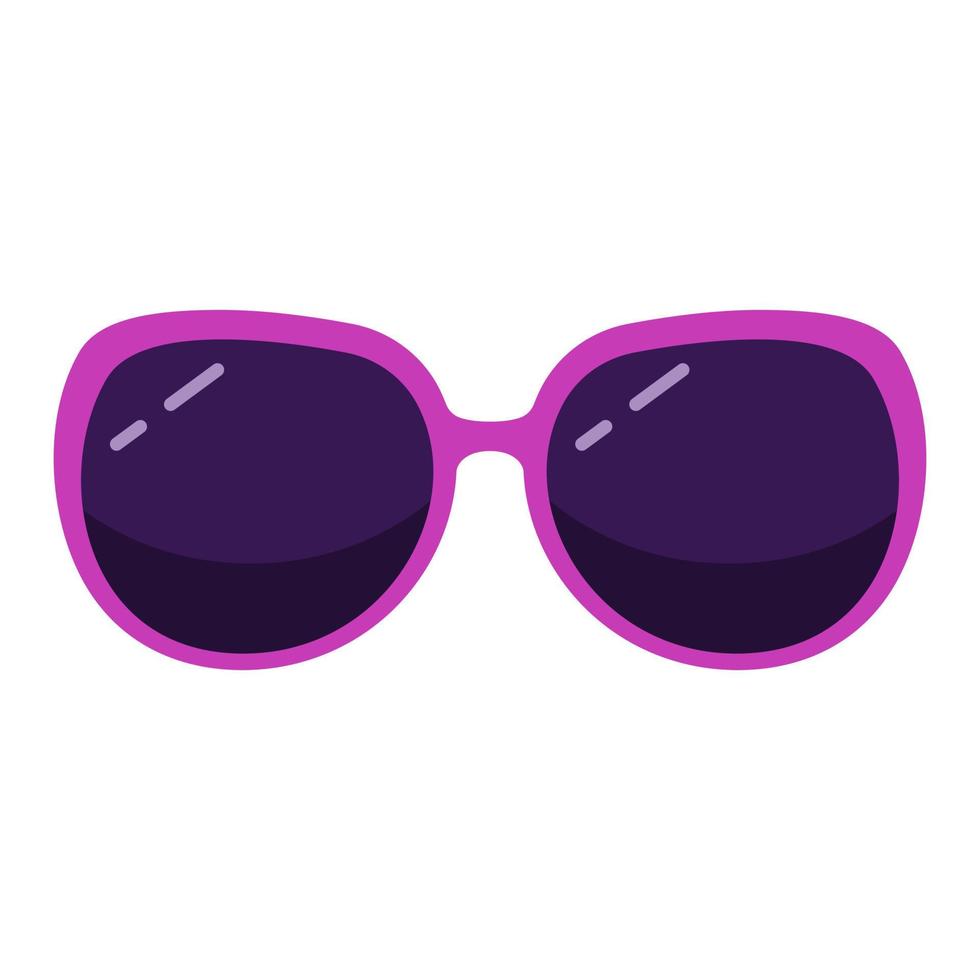 zonnebril in roze monturen met donkere glazen sjabloon. elegante paarse lenzen met bescherming trendy design cool eye optische en creatieve vectorvormen vector