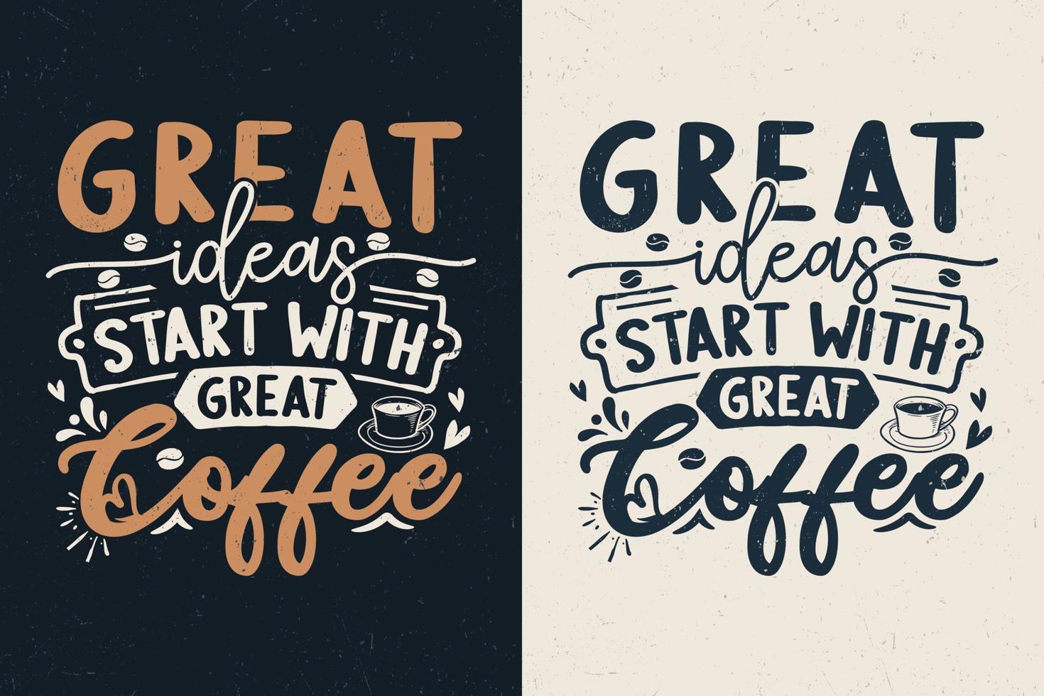 geweldige ideeën beginnen met geweldig koffietypografieontwerp vector