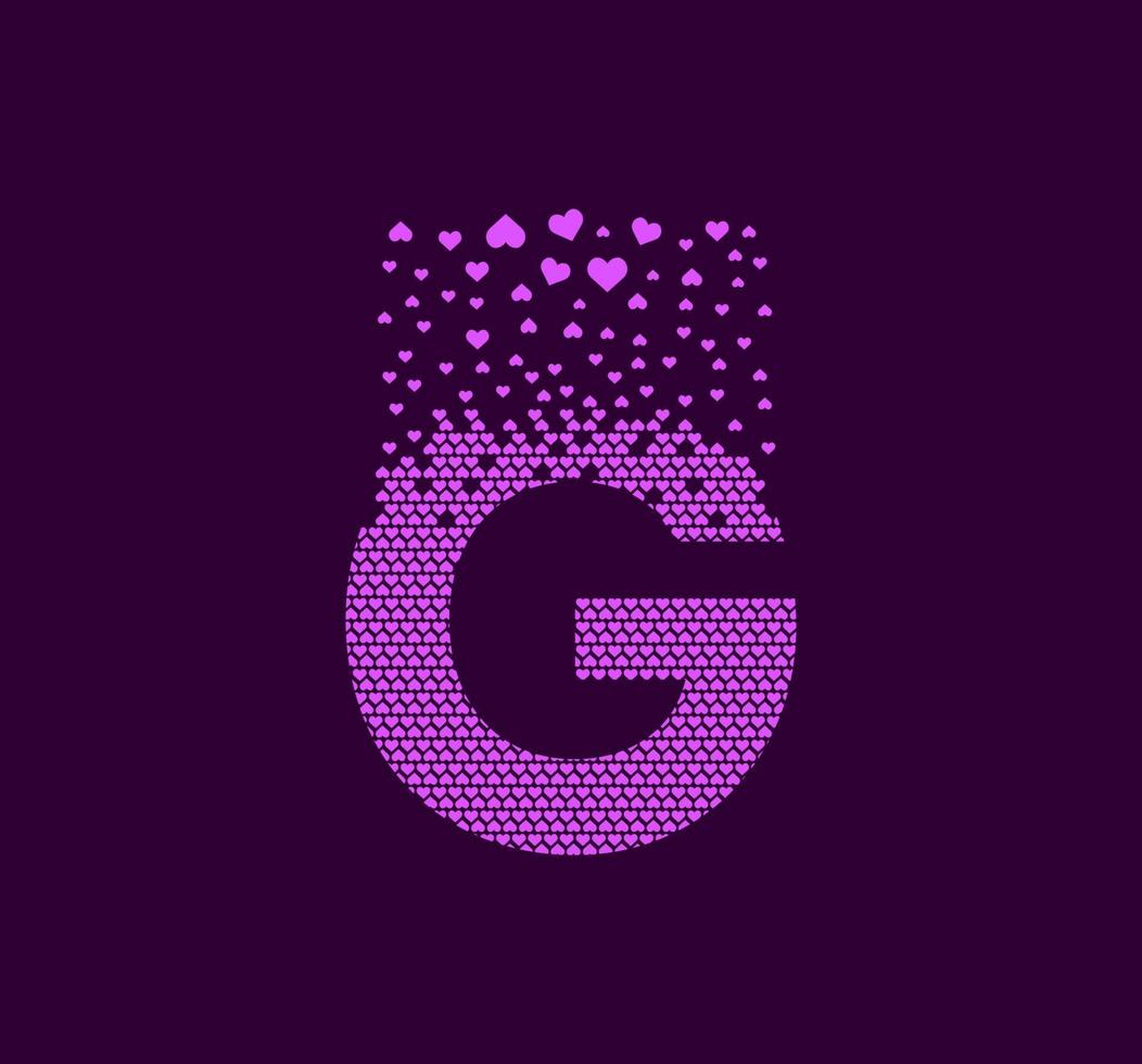 hart letter g geanimeerd pixel dot logo. hoofdletter pixel omhoog. vector