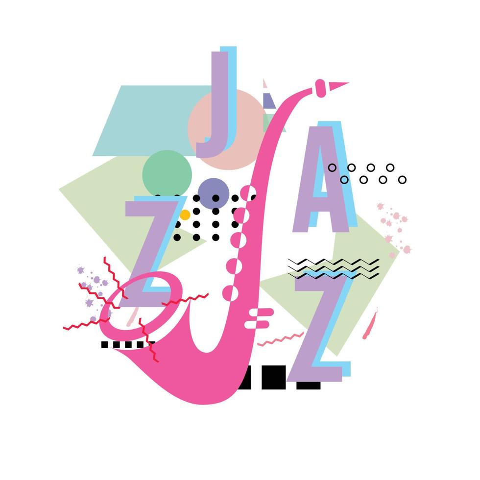 roze saxofoon platte vectorillustratie, klassieke muziek, jazzmuziek, ontwerp voor behang of achtergrond vector