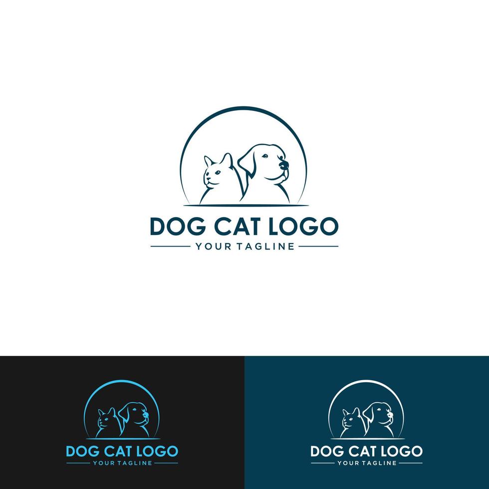 kat en hond in poot logo ontwerp inspiratie vector