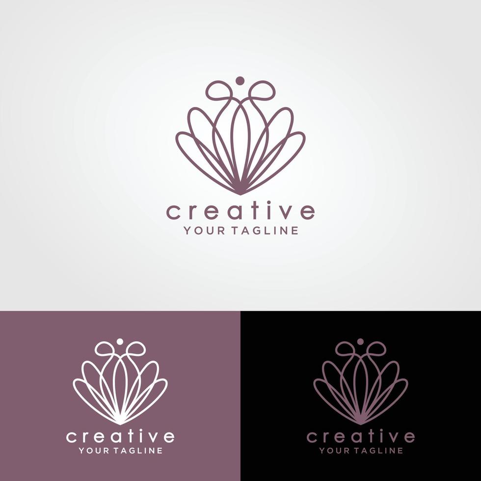 lotusbloem logo abstract beauty spa salon cosmetica merk lineair. lus blad logo vector luxe mode ontwerpsjabloon.