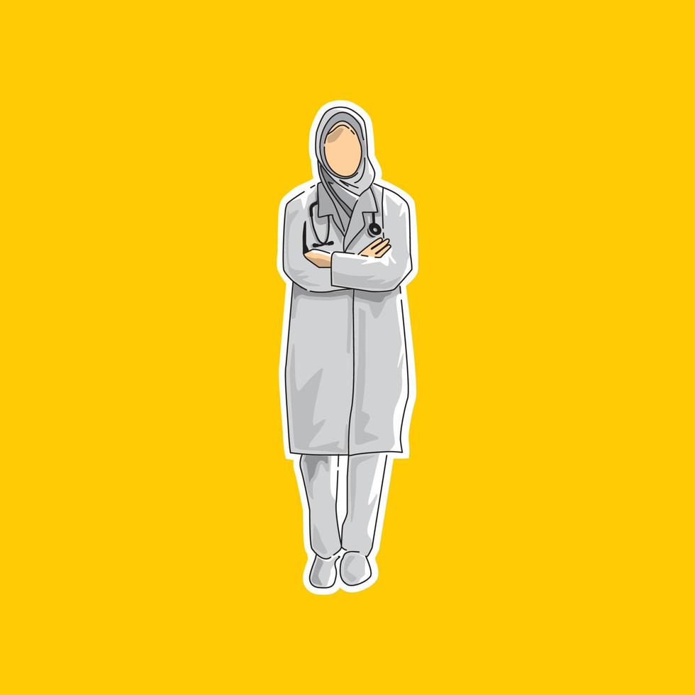 verpleegsters in hijab-kleding met medische apparatuur vector