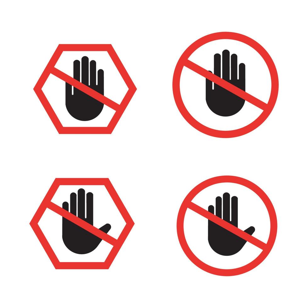 raak het handpictogram niet aan. geïsoleerd bekleed logo ontwerpelement. gebruikershandleiding standaard symbool. gekruist palmpictogram. vector