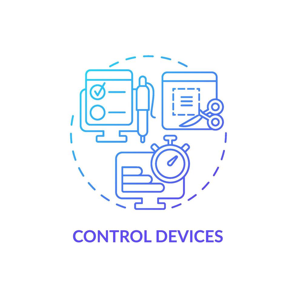 controle apparaten blauw kleurverloop concept icoon. surveillance om de prestaties van werksoftware te volgen. werknemer monitoring abstracte idee dunne lijn illustratie. vector geïsoleerde omtrek kleur tekening