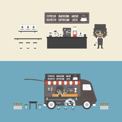 coffeeshop en mobiele koffie vector