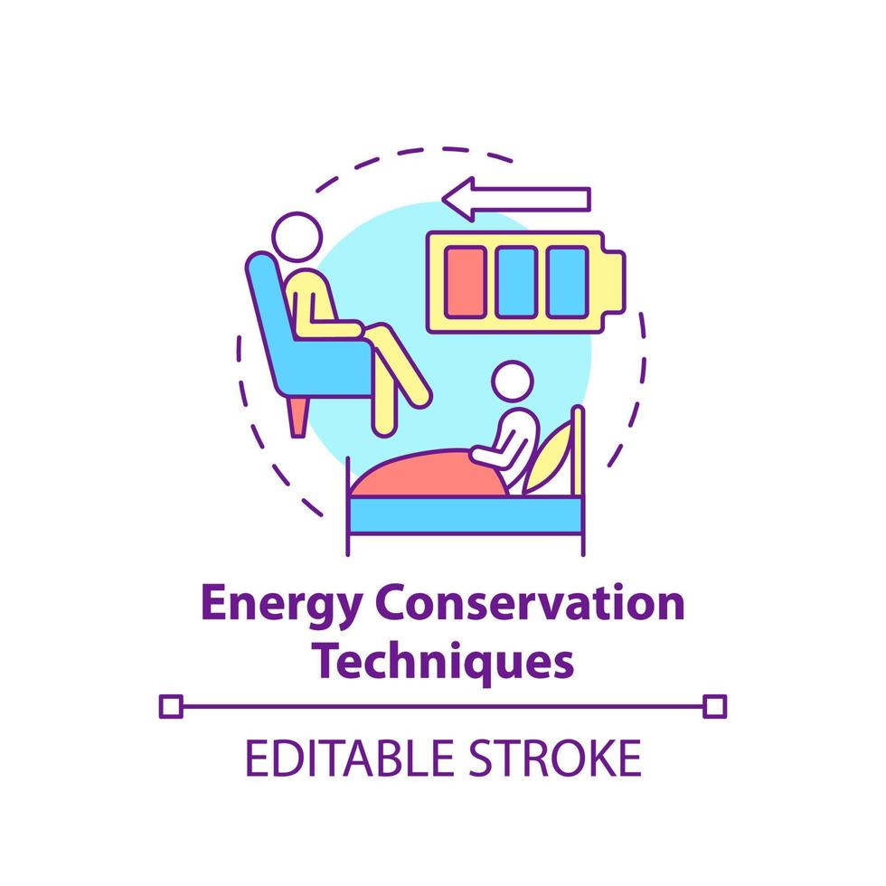 energiebehoud techniek concept icoon. longrevalidatie abstracte idee dunne lijn illustratie. ademhalingstherapie. vector geïsoleerde omtrek kleur tekening. bewerkbare streek