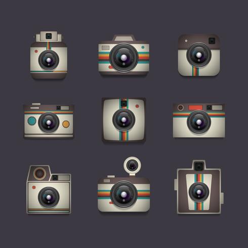 retro camera ingesteld vector