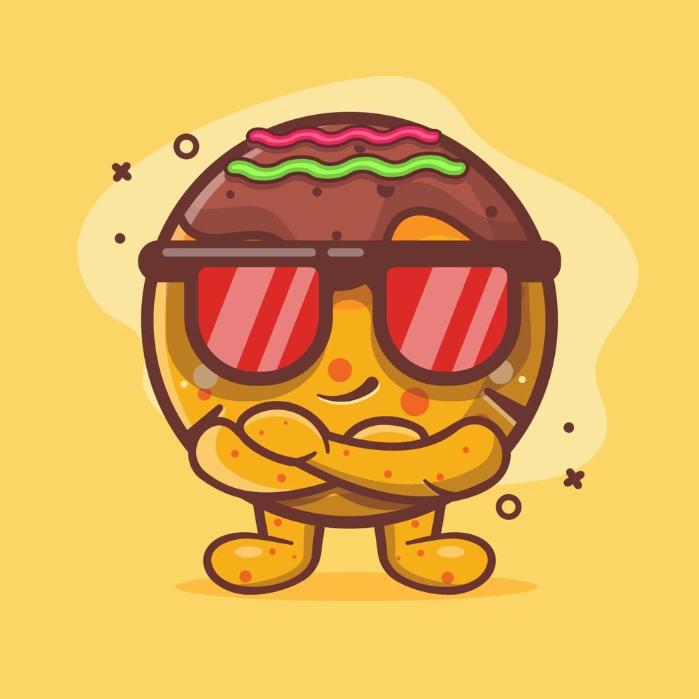 super cool takoyaki voedsel karakter mascotte geïsoleerde cartoon in vlakke stijl ontwerp vector