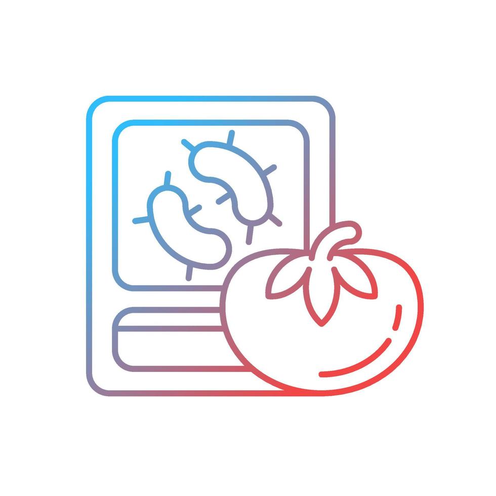 pcr voedsel testen gradiënt lineaire vector pictogram. detectie van menselijke pathogenen. polymerase kettingreactie methode. voedsel analyse. dunne lijn kleur symbool. moderne stijlpictogram. vector geïsoleerde overzichtstekening