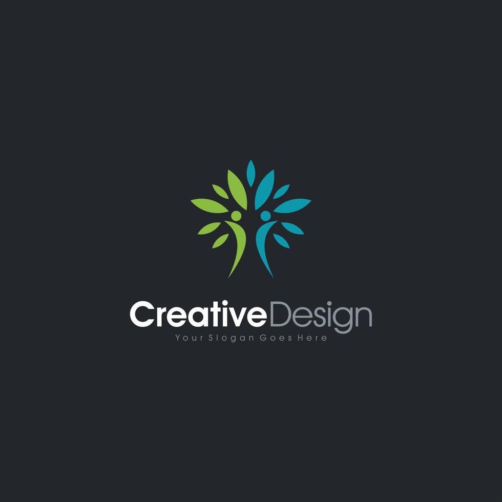 natuurlijk logo 2 mensen pictogram ontwerp abstract sjabloonontwerp vector