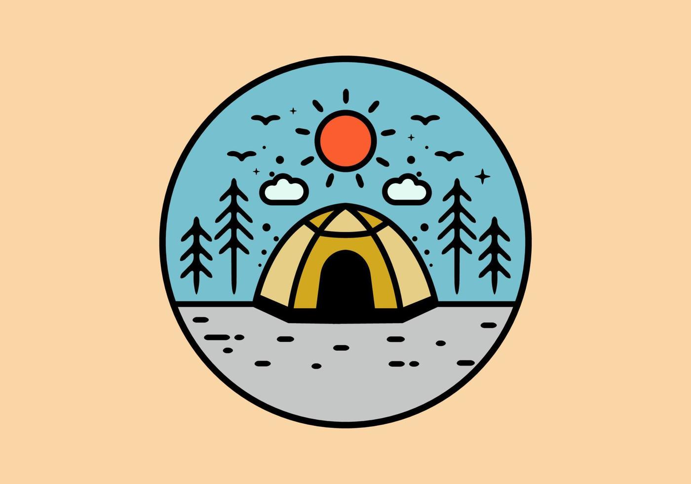 kleurrijke tent camping lijntekeningen illustratie badge vector