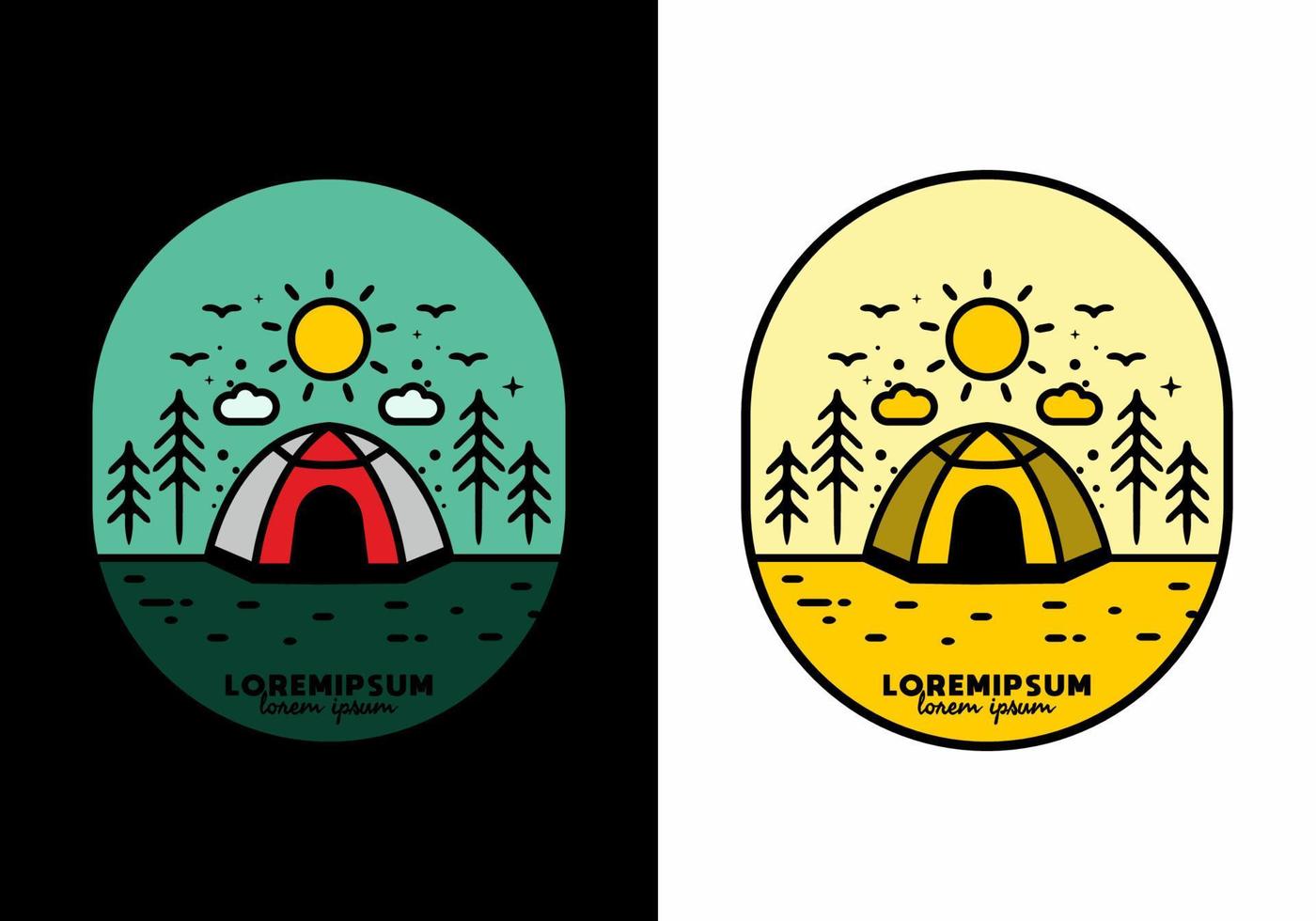 kleurrijke tent camping lijntekeningen illustratie badge vector