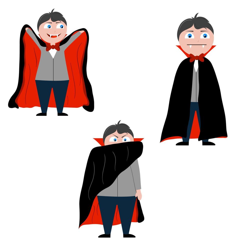 set van cartoon dracula vector