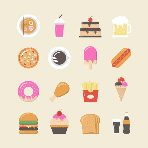 fastfood icon set vector