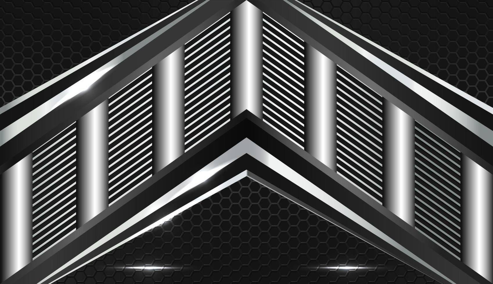 abstract metallic zwart zilver overlap lagen element. 3D-effect met licht decoratie frame lay-out ontwerp tech innovatie concept gaming achtergrond ruimte aan voor tekst vector
