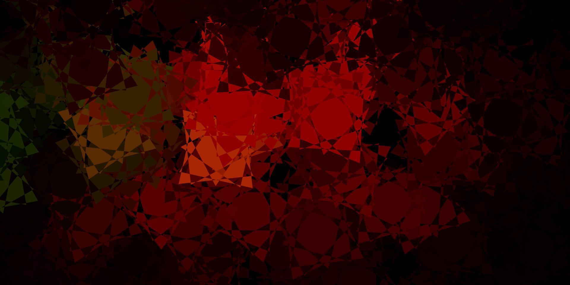 donkergroene, rode vectorachtergrond met veelhoekige vormen. vector