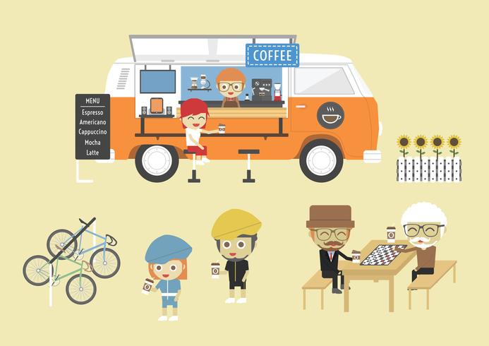 Mobiele koffieshop vector