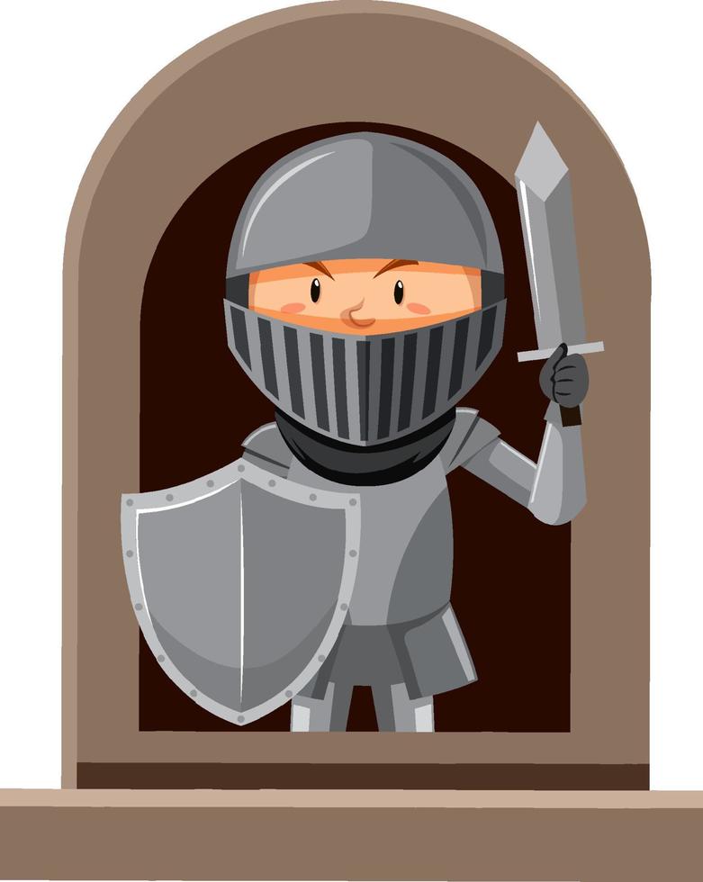 fantasie ridder karakter bij het raam op witte achtergrond vector