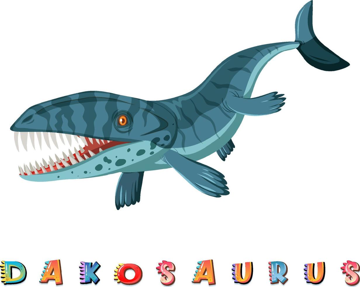 dinosaurus woordkaart voor dakosaurus vector