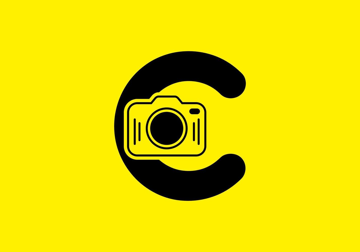 zwart geel van eerste c letter met camera vector