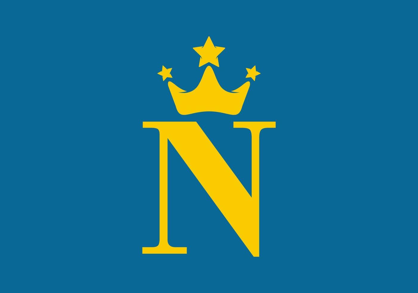 blauw en goud van n beginletter met gouden logo vector