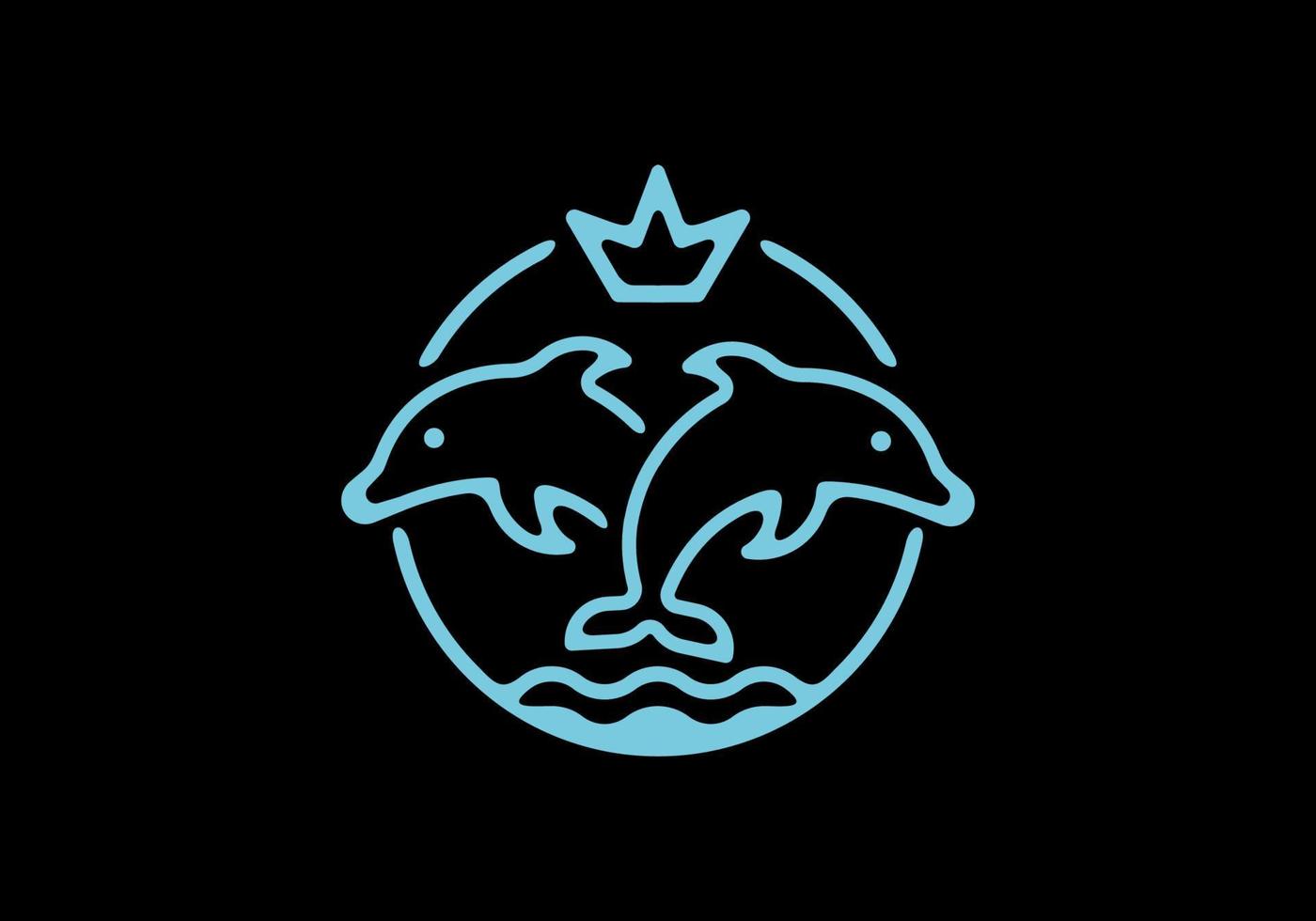 blauw zwarte lijntekeningen van koningsdolfijn vector