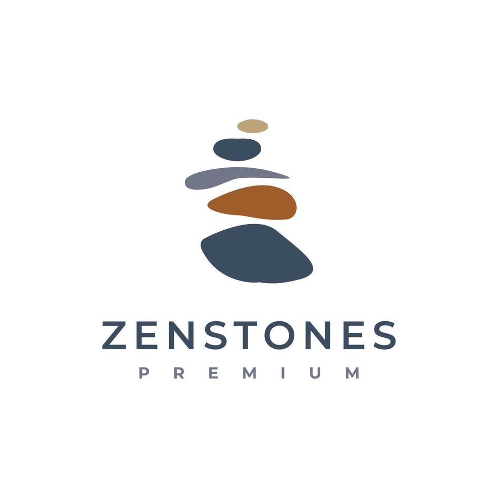 balanceren rock zen steen in lijntekeningen logo ontwerp inspiratie vector