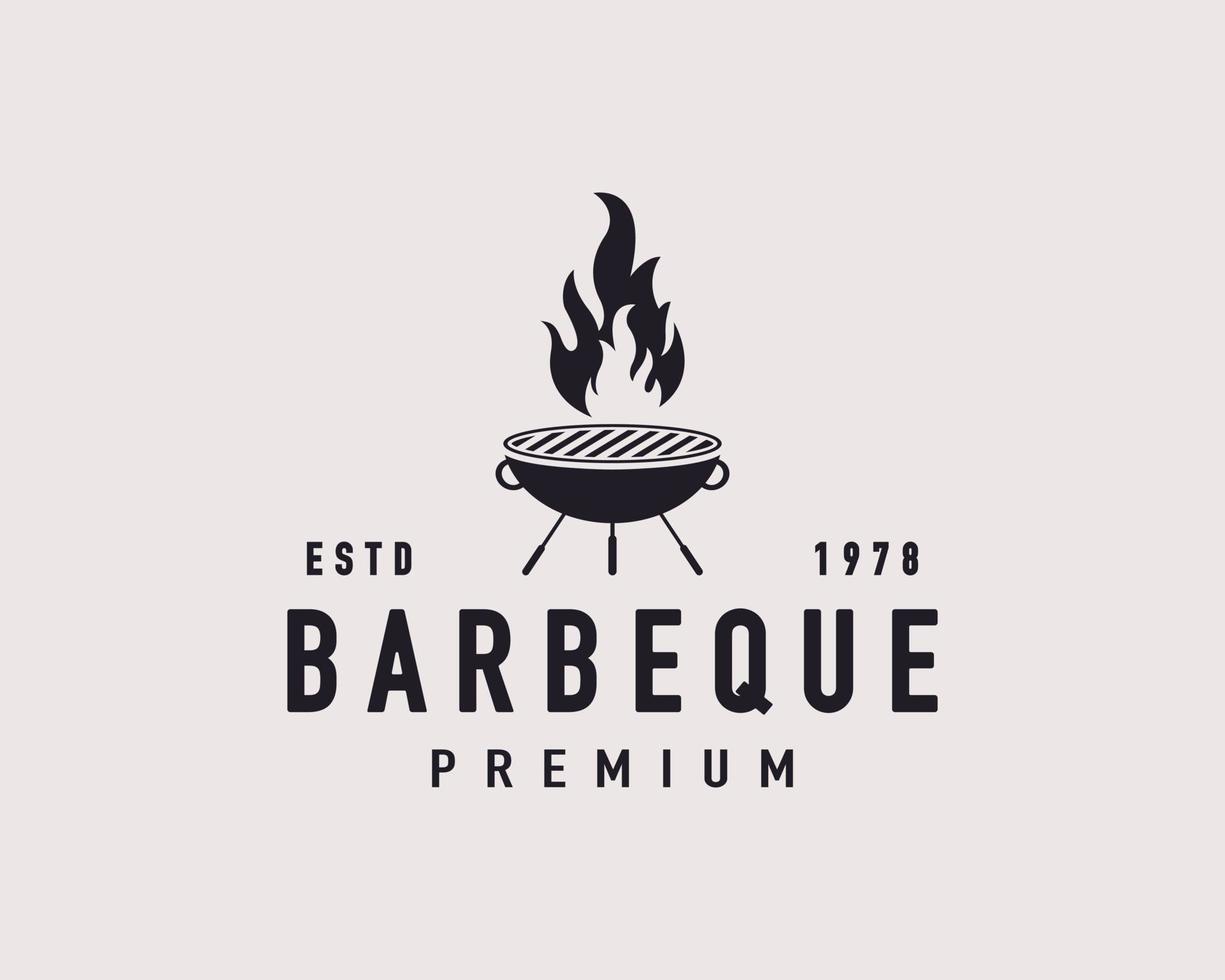 vintage retro label badge embleem barbecue houtskool grill hipster logo inspiratie vector