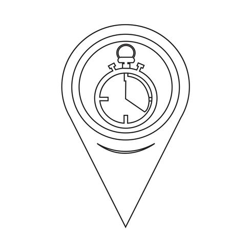 Kaart aanwijzer stopwatch pictogram vector
