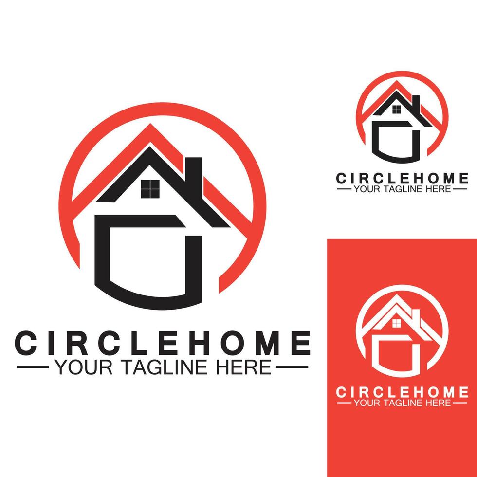 huis cirkel concept logo symbool vector illustratie ontwerp