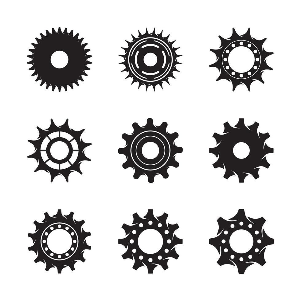versnelling pictogram vector set. uurwerk illustratie teken collectie. mechanica symbool.