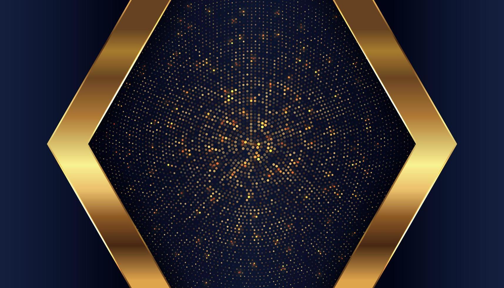 donkerblauwe overlappende achtergrond met gouden lichtlijn vector