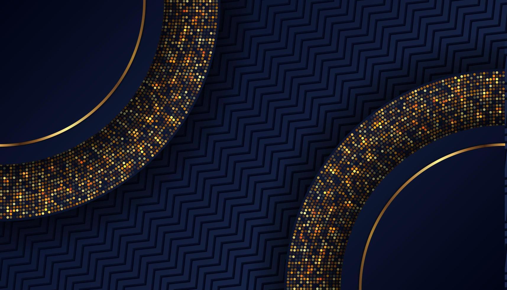 luxe donkerblauwe achtergrond met gloeiende gouden stippen vector