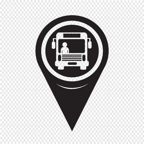 Kaart aanwijzer Bus pictogram vector