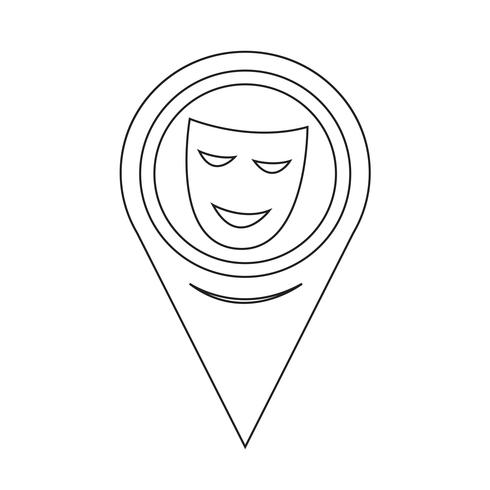 Kaart aanwijzer Theatrale maskers pictogram vector