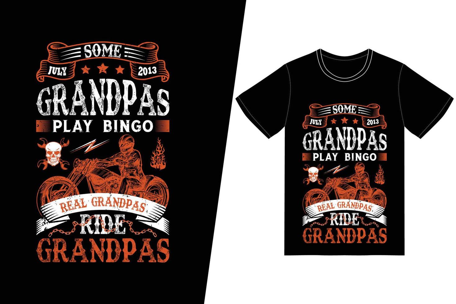 sommige opa's spelen bingo, echte opa's rijden op de motor. t-shirtontwerp. motorfiets t-shirt ontwerp vector. voor t-shirt print en ander gebruik. vector