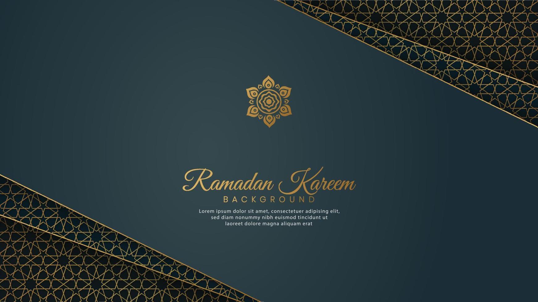 ramadan kareem, islamitische arabische luxe achtergrond met gouden patroon grenskader vector