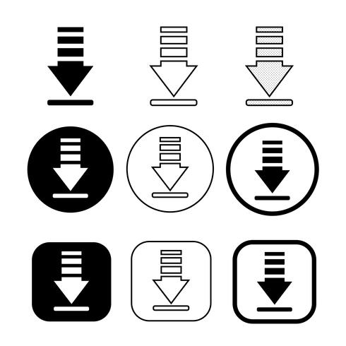 set van eenvoudige teken download pictogram vector