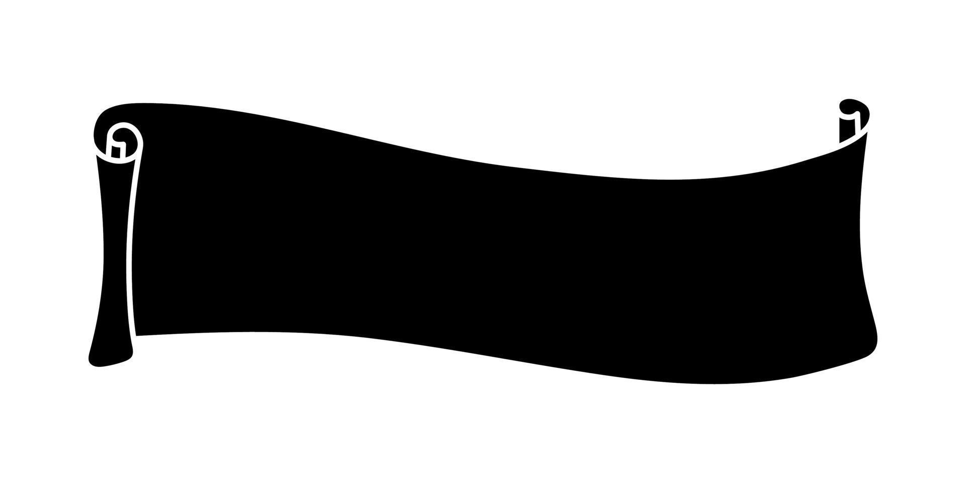 scroll silhouet in eenvoudige stijl, vectorillustratie. geïsoleerde cartoon symbool voor decoratie dagboek, dagboek en planner. zwart element op witte achtergrond. sjabloonpapier scroll voor tekst vector