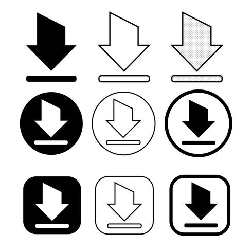 set van eenvoudige teken download pictogram vector