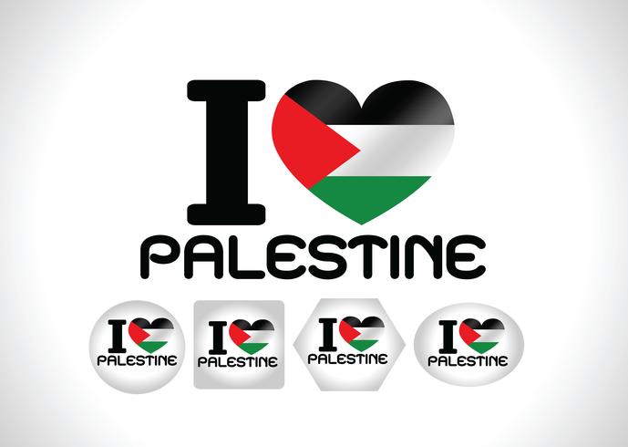 Hart en ik hou van Gaza Strip vlag idee ontwerp vector