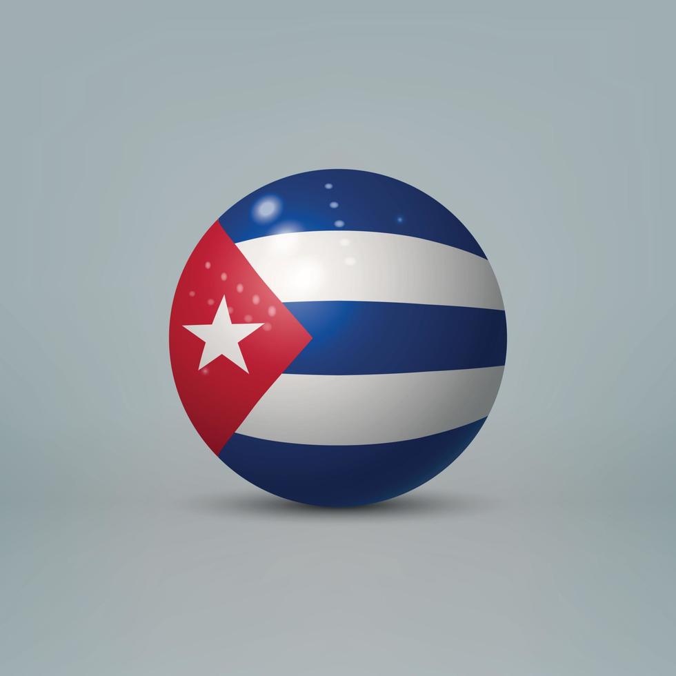 3D-realistische glanzende plastic bal of bol met vlag van Cuba vector